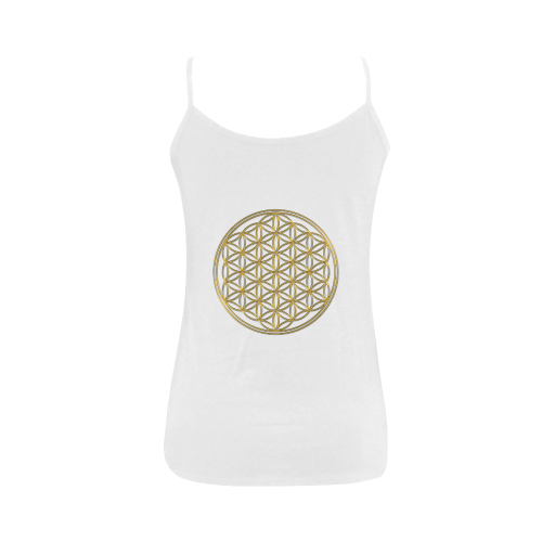 FLOWER OF LIFE gold Women's Spaghetti Top (USA Size) (Model T34)