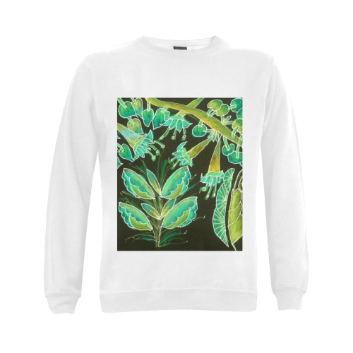 Irish Garden, Lime Green Flowers Dance in Joy Gildan Crewneck Sweatshirt(NEW) (Model H01)