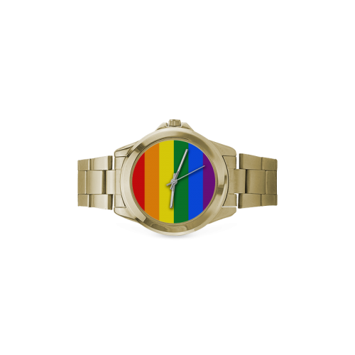 Gay Pride Rainbow Flag Stripes Custom Gilt Watch(Model 101)