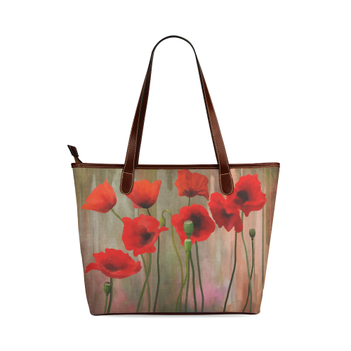 Poppies Shoulder Tote Bag (Model 1646)