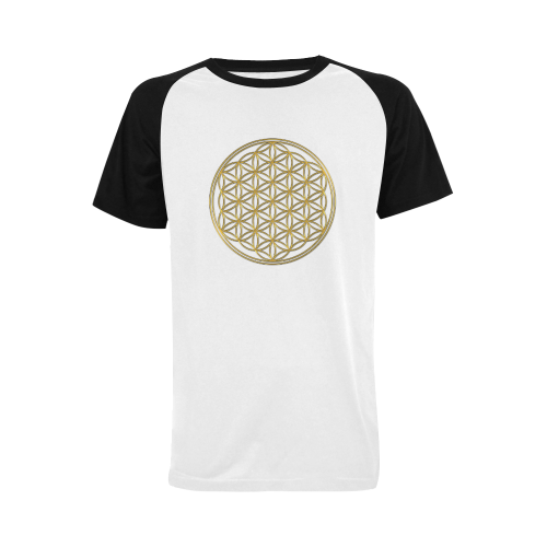 FLOWER OF LIFE gold Men's Raglan T-shirt (USA Size) (Model T11)