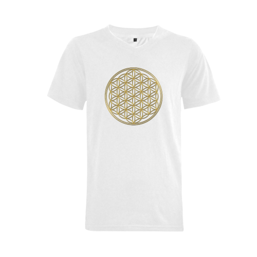 FLOWER OF LIFE gold Men's V-Neck T-shirt  Big Size(USA Size) (Model T10)