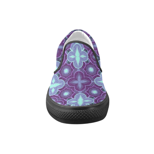 Purple blue pattern Women's Unusual Slip-on Canvas Shoes (Model 019)