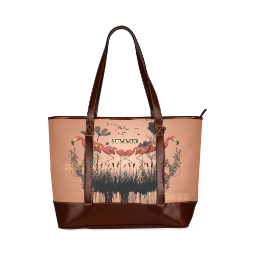 Summer design with flamingo Tote Handbag (Model 1642)