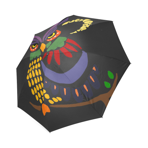 Cool Colorful Owl and Moon Abstract Art Foldable Umbrella (Model U01)