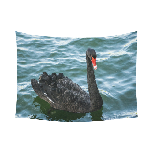 Peaceful Black Swan Cotton Linen Wall Tapestry 80"x 60"