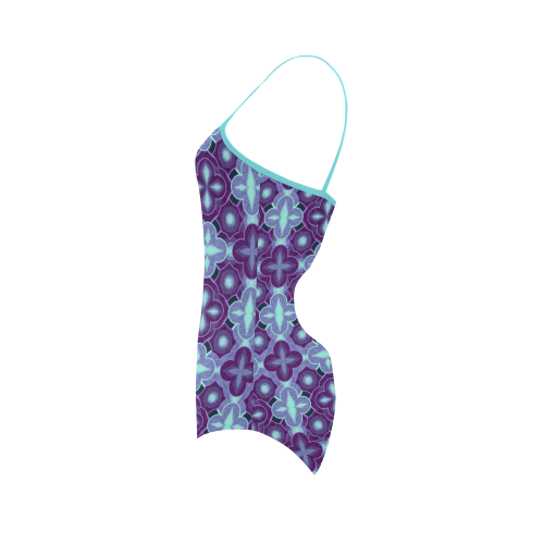 Purple blue seamless pattern Strap Swimsuit ( Model S05)