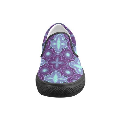 Purple blue pattern Women's Unusual Slip-on Canvas Shoes (Model 019)