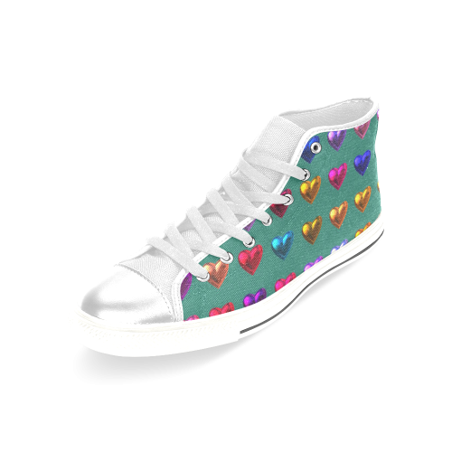 shiny hearts 5 Women's Classic High Top Canvas Shoes (Model 017)