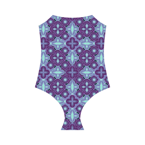 Purple blue seamless pattern Strap Swimsuit ( Model S05)