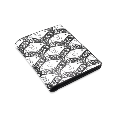 Bird and Butterfly Tessellation Men's Leather Wallet (Model 1612)