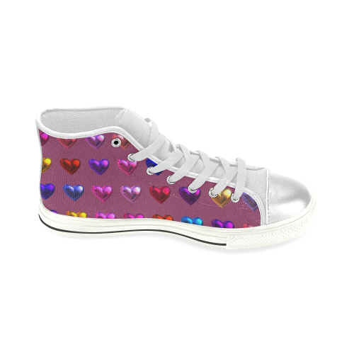 shiny hearts 3 Women's Classic High Top Canvas Shoes (Model 017)