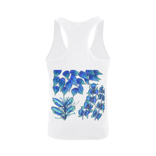 Pretty Blue Flowers, Aqua Garden Zendoodle Plus-size Men's I-shaped Tank Top (Model T32)