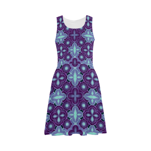 Purple blue seamless pattern Atalanta Sundress (Model D04)