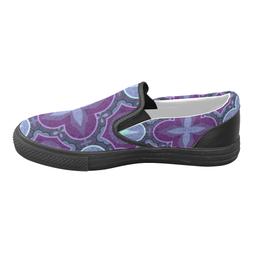 Purple blue Men's Unusual Slip-on Canvas Shoes (Model 019)