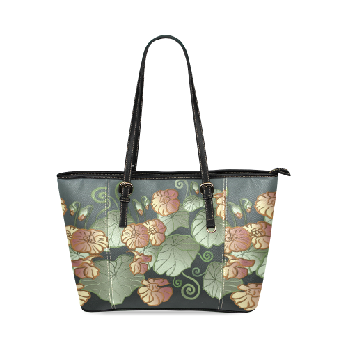 Art Nouveau Garden Leather Tote Bag/Small (Model 1640)