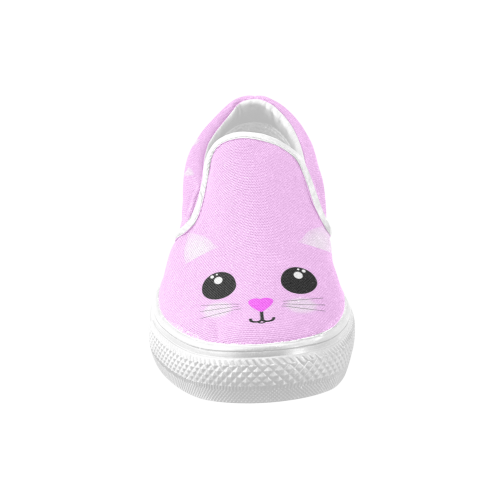 Kawaii Kitty Women's Unusual Slip-on Canvas Shoes (Model 019)