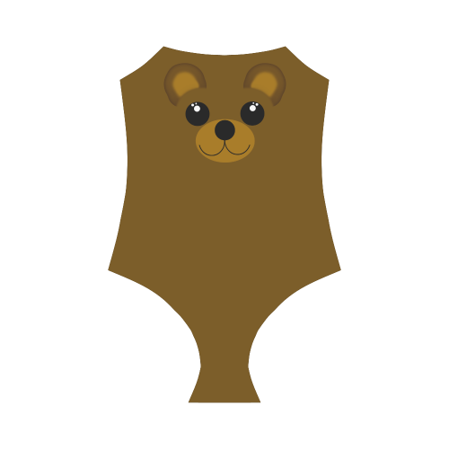 Kawaii Brown Bear Strap Swimsuit ( Model S05)