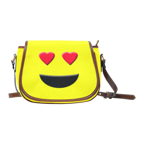 Emoticon Heart Smiley Saddle Bag/Large (Model 1649)