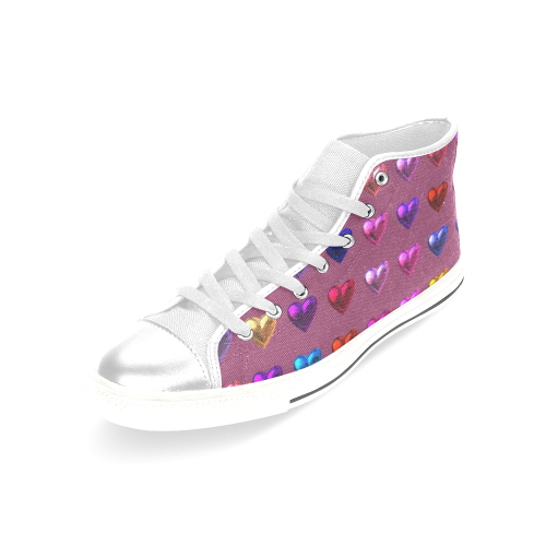 shiny hearts 3 Women's Classic High Top Canvas Shoes (Model 017)