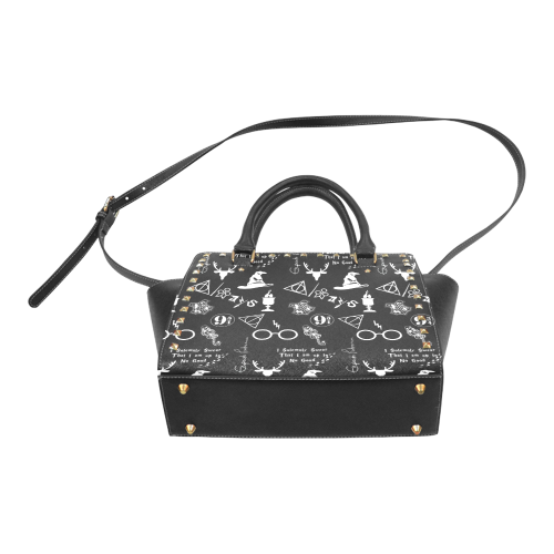 Black Harry Potter Bag Rivet Shoulder Handbag (Model 1645)