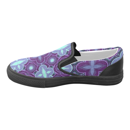 Purple blue pattern Women's Unusual Slip-on Canvas Shoes (Model 019)