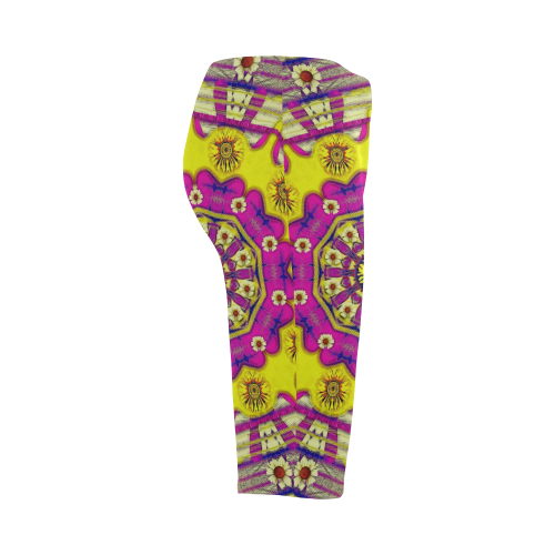 Celebrating summer in soul and mind mandala style Hestia Cropped Leggings (Model L03)