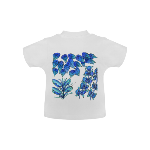 Pretty Blue Flowers, Aqua Garden Zendoodle Baby Classic T-Shirt (Model T30)