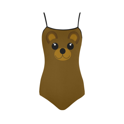 Kawaii Brown Bear Strap Swimsuit ( Model S05)