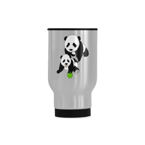 Mother and Baby Panda Travel Mug (Silver) (14 Oz)