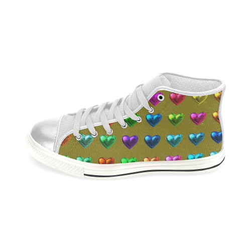 shiny hearts 6 Women's Classic High Top Canvas Shoes (Model 017)