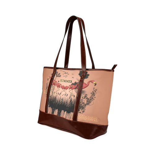 Summer design with flamingo Tote Handbag (Model 1642)