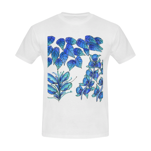 Pretty Blue Flowers, Aqua Garden Zendoodle Men's Slim Fit T-shirt (Model T13)