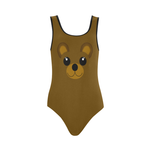 Kawaii Brown Bear Vest One Piece Swimsuit (Model S04)