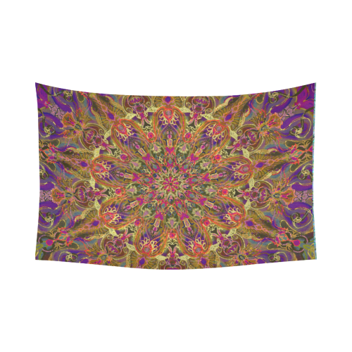 purple mandala Cotton Linen Wall Tapestry 90"x 60"