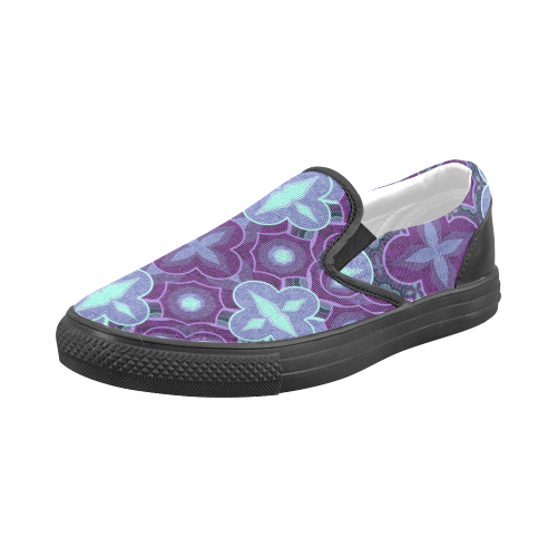 Purple blue pattern Men's Slip-on Canvas Shoes (Model 019)