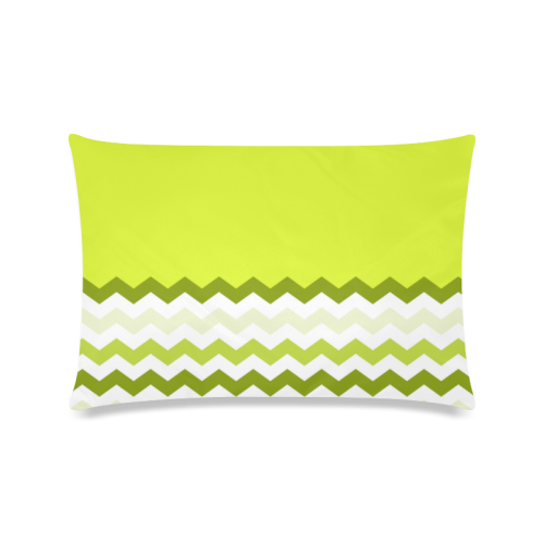 Lemon Green and White Chevron Zig Zag Pattern Custom Zippered Pillow Case 16"x24"(Twin Sides)