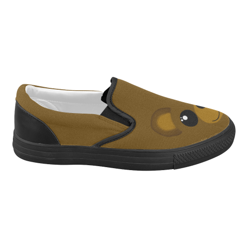 Kawaii Brown Bear Women's Slip-on Canvas Shoes (Model 019)