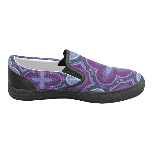 Purple blue Men's Unusual Slip-on Canvas Shoes (Model 019)