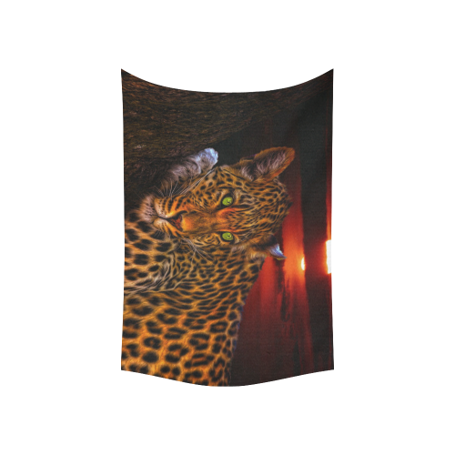 Leopard Sunset Cotton Linen Wall Tapestry 60"x 40"