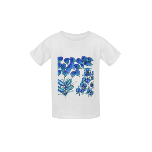 Pretty Blue Flowers, Aqua Garden Zendoodle Kid's  Classic T-shirt (Model T22)