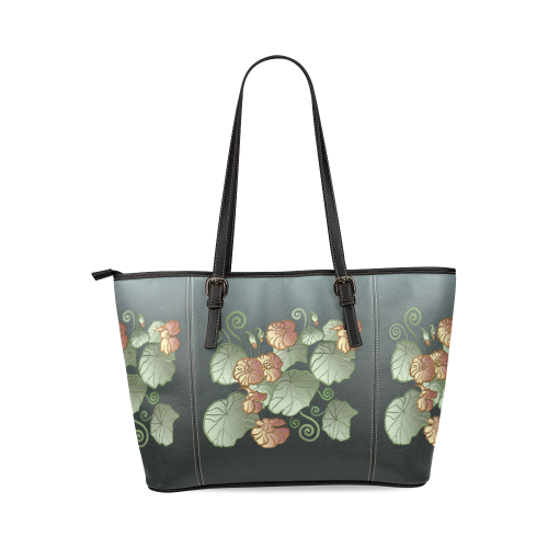 Art Nouveau Garden Leather Tote Bag/Large (Model 1640)