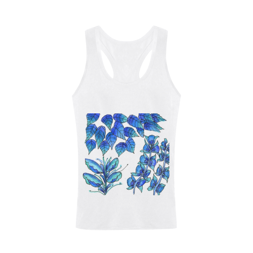 Pretty Blue Flowers, Aqua Garden Zendoodle Men's I-shaped Tank Top (Model T32)