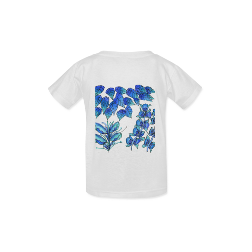 Pretty Blue Flowers, Aqua Garden Zendoodle Kid's  Classic T-shirt (Model T22)