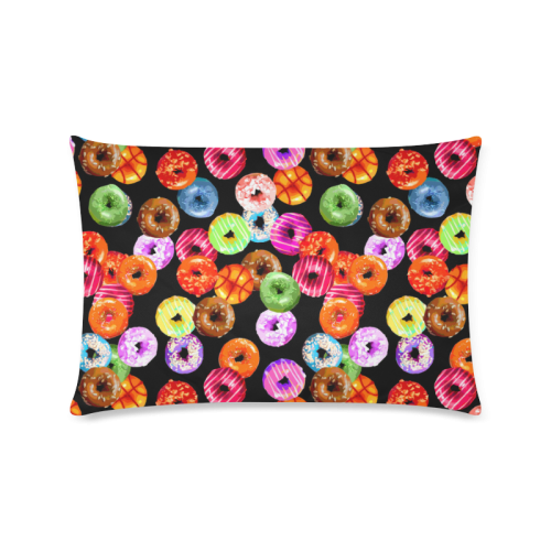 Colorful Yummy DONUTS pattern Custom Rectangle Pillow Case 16"x24" (one side)