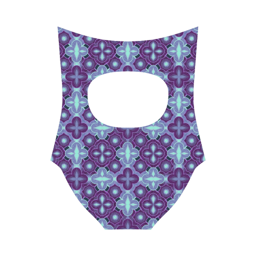 Purple blue seamless pattern Strap Swimsuit ( Model S05)