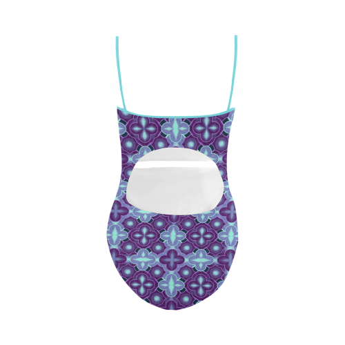 Purple blue seamless pattern Strap Swimsuit ( Model S05)