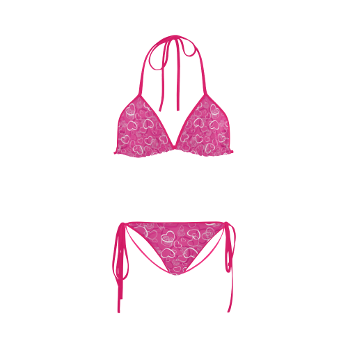 Hearts and Roses Pink Custom Bikini Swimsuit