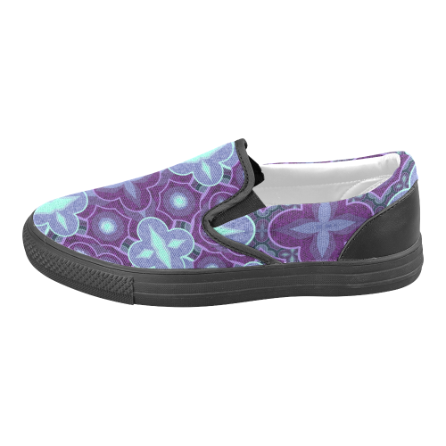 Purple blue pattern Women's Unusual Slip-on Canvas Shoes (Model 019)