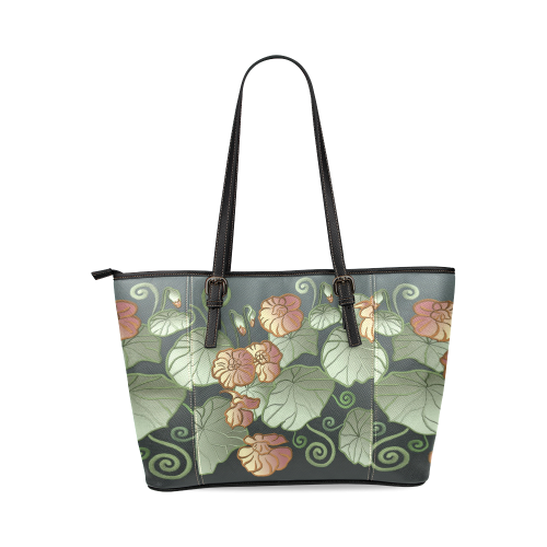 Art Nouveau Garden Leather Tote Bag/Small (Model 1640)
